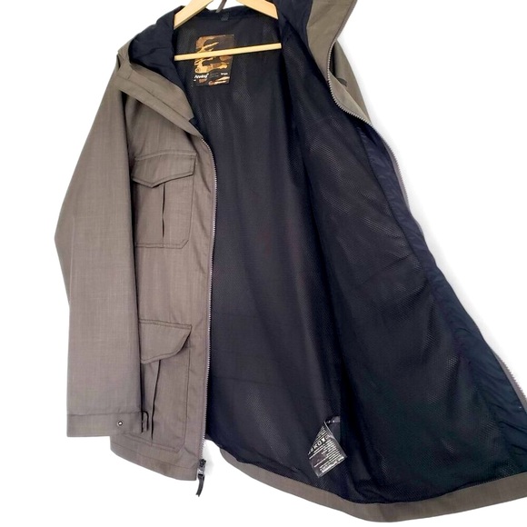 Analog Cargo Windbreaker Jacket Men's Gussets Pocket Military Green Hooded L - Picture 4 of 8